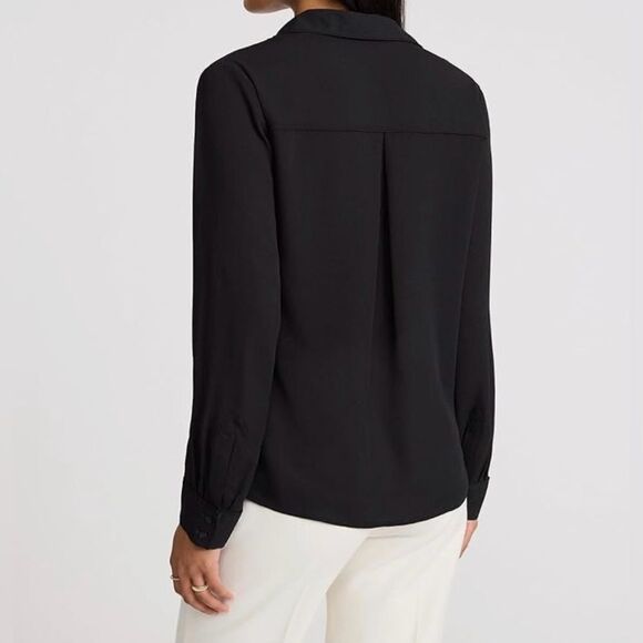 EXPRESS Women’s Portofino Shirt – Relaxed Fit Lightweight Crepe Button-Up - Picture 3 of 11